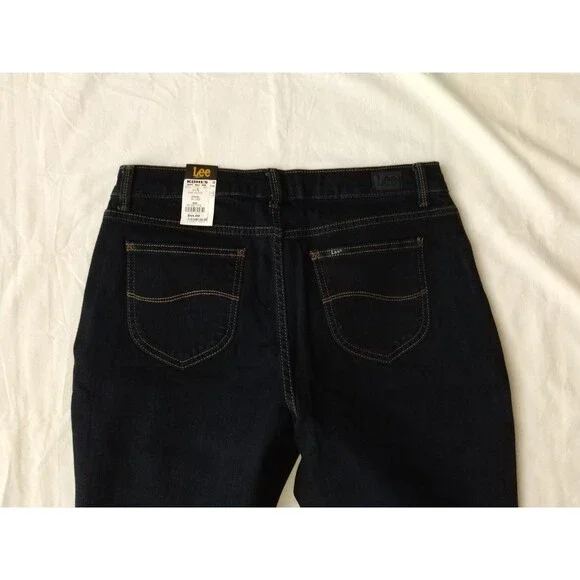 NWT Woman LEE Instantly Slims JEANS Sz 10 PETITE Dark Blue Straight Leg Relaxed - Picture 10 of 15